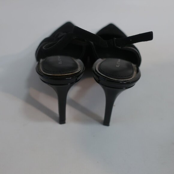 Womens Elie Tahari Black Suede Pointy Slingback Heels Pumps 38.5 US/8.5 - Picture 7 of 11